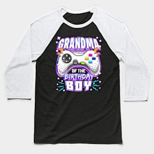 Grandma Of The Birthday Boy Matching Video Gamer Party Baseball T-Shirt